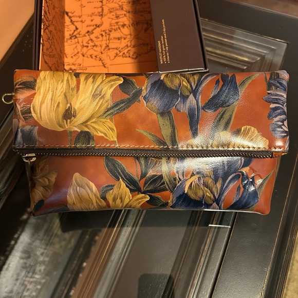 Brand New Patricia Nash fold over leather wristlet (still in & attached to box)